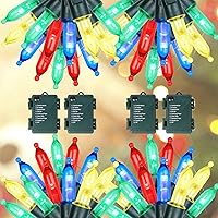Vista 11 de Blissun Luces de Navidad, juego de 50 luces de alambre verde, mini cadena de luces de Navidad a pilas con 8 modos, luces de hadas de 16 pies
