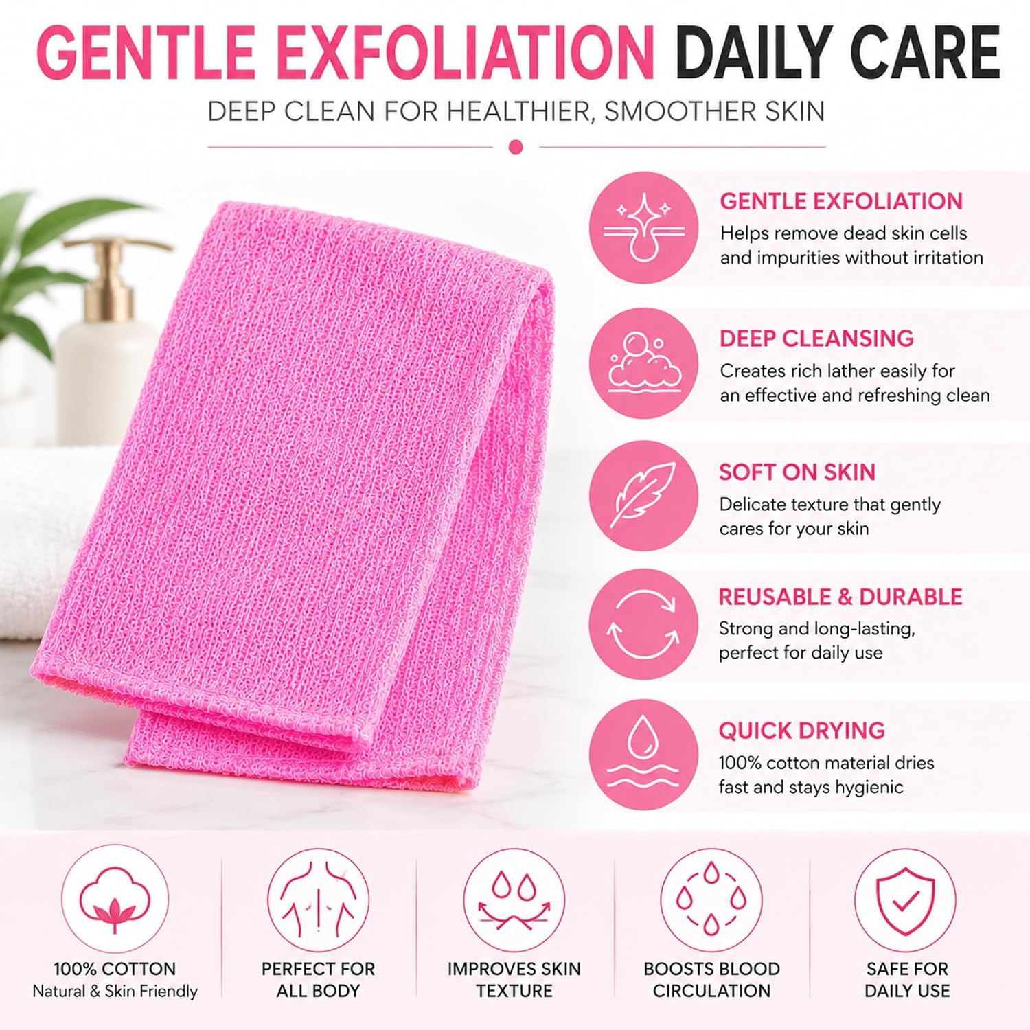 Saluk Fashion Japanese Exfoliating Towel 3 Pack Japanese Exfoliating Towel for Deep Clean Shower Authentic Salux Cloth Net Sponge Assorted Mixed Colors