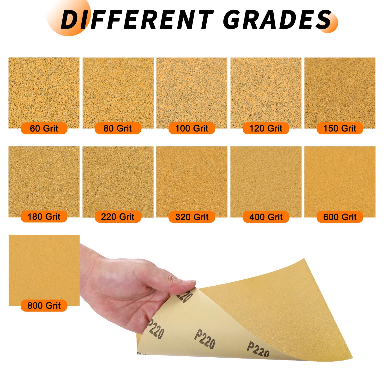 50 piezas de papel de lija de grano 60, papel de lija abrasivo de alúmina de 9 x 11 pulgadas [para manualidades de madera y reparación de muebles, proyectos de bricolaje y molienda automática