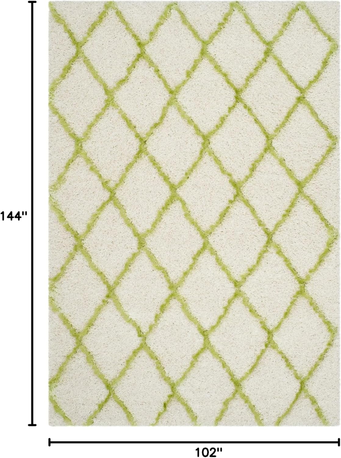 SAFAVIEH Moroccan Shag Collection Area Rug - 8'6" x 12', Ivory & Green, Trellis Design, Non-Shedding & Easy Care, 2-inch Thick Ideal for High Traffic Areas in Living Room, Bedroom (MSG343D)