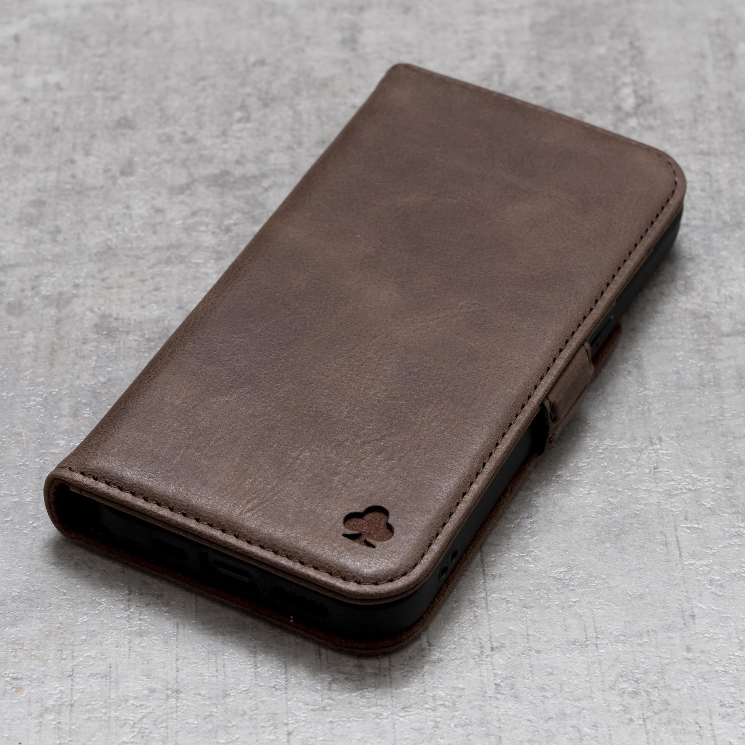 Porter Riley Skórzane etui kompatybilne z Samsung Galaxy S26 Plus. Wysokiej jakości etui z prawdziwej skóry/portfel/pokrowiec (czekoladowy brąz)
