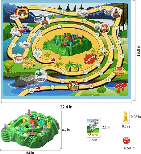 Miniatura 2 de TEMI Juego de trampa de conejo para niños de 3 años en adelante, juegos de mesa para niños y niñas, 1-4 jugadores, divertido juego familiar, juegos