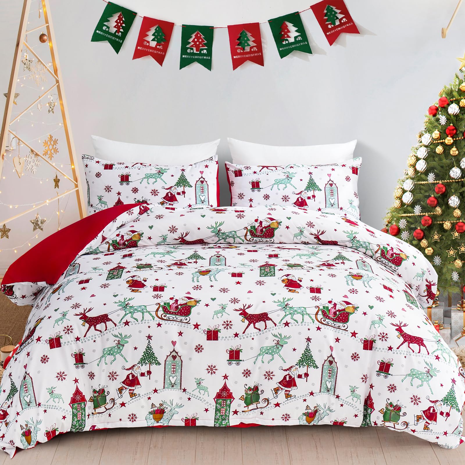 WONGS BEDDING Coperta Natalizia Con Cervo 130x150 Cm - Morbida In Pile Per Divano E Letto - Regalo Invernale