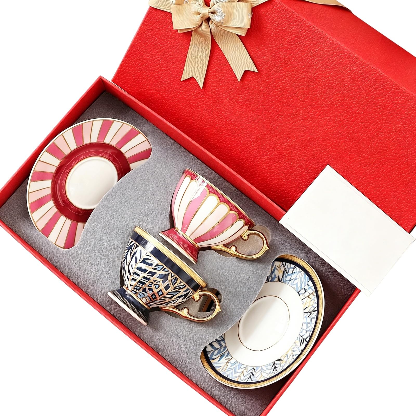 Filiżanki do Espresso ze Spodkami Zestaw 2 Sztuk, Filiżanka ze Spodkiem, Zestaw ceramicznych filiżanek do herbaty