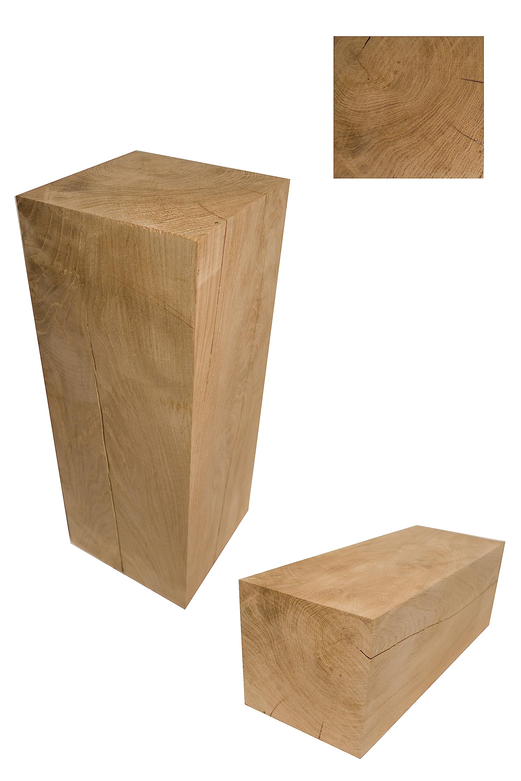 Bloques de Roble, Bloques de Madera Maciza de 15x15x...cm, columnas de Roble tratadas, Bloques Decorativos de Madera, Soporte de Flores, Natural, rústico, Hecho a Mano, Artesanal (15x15x40cm)