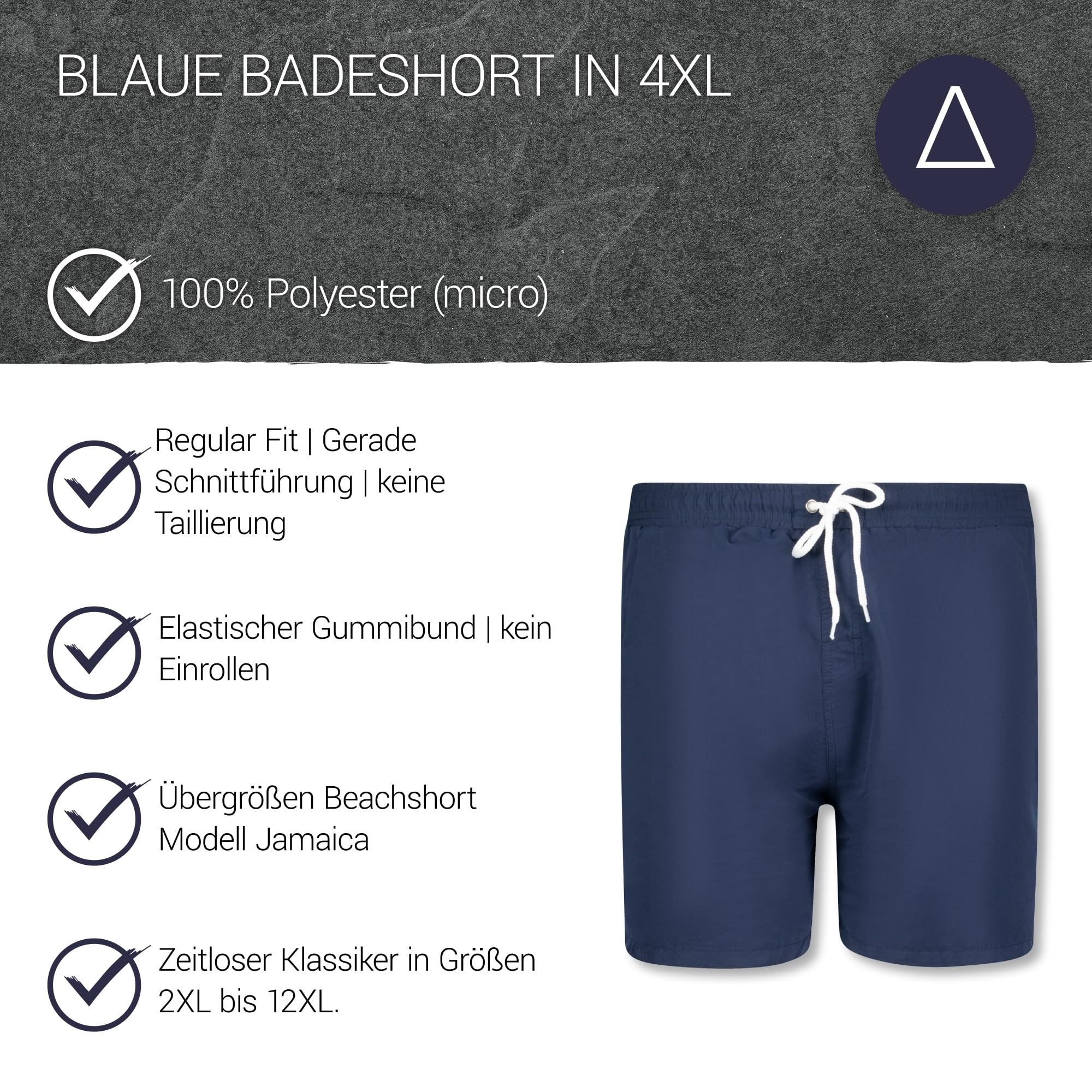 ADAMO Badeshorts in Navy für Herren in Übergrößen bis 12XL