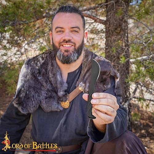 Miniatura 6 de Lord of Battles Railroad - Cuchillo de hierro forjado a mano, mango trenzado de herrero funcional medieval para herramientas para recreaciones