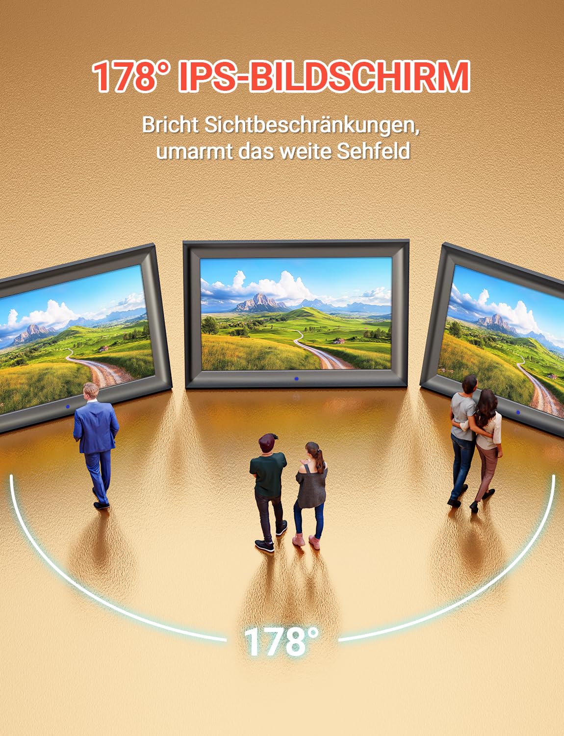 Digitaler Bilderrahmen 10,1 Zoll 1280x800 IPS USB SD-Karte Automatische Drehfunktion Foto Musik Video Player