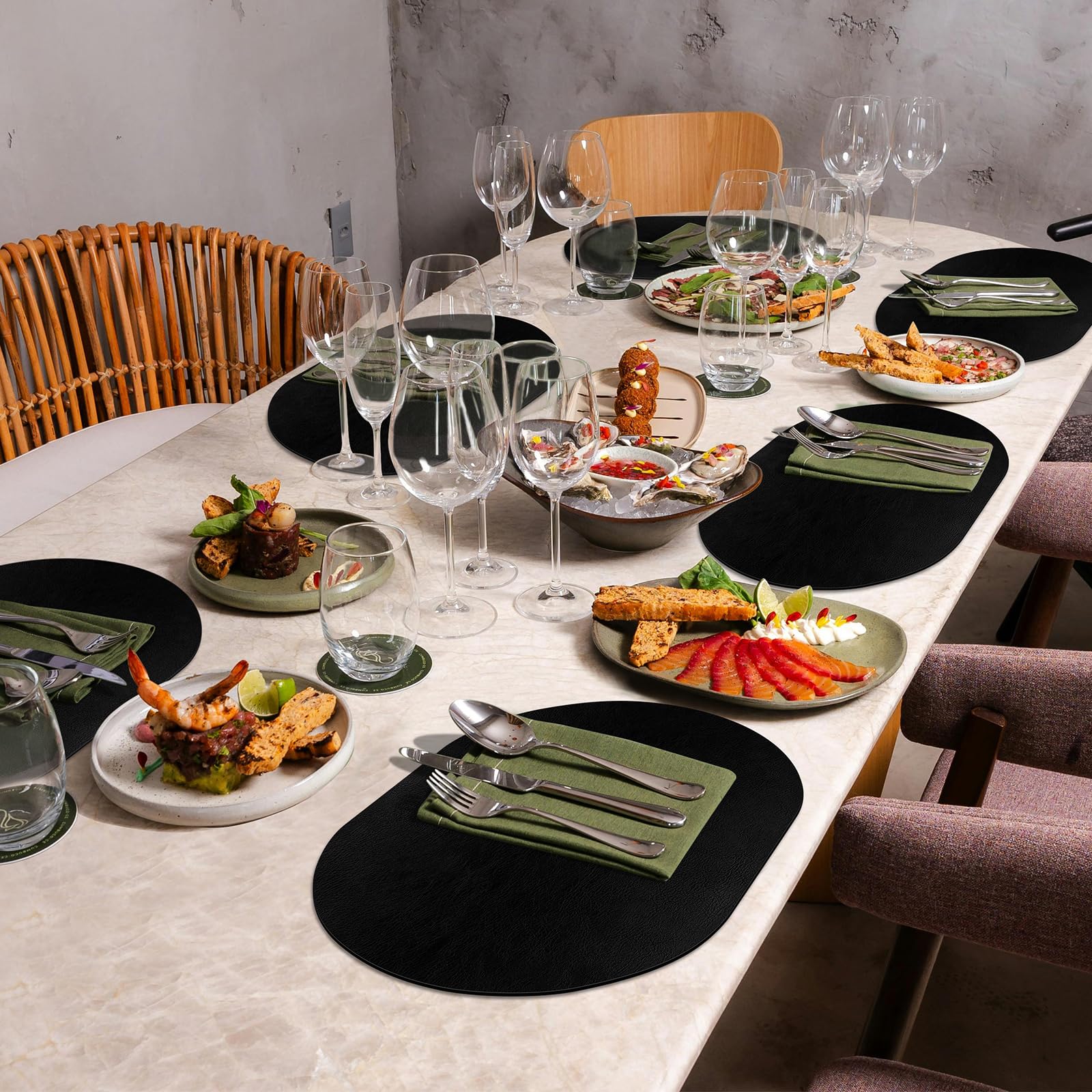 Manteles individuales resistentes al calor, lavables de 12 x 17 pulgadas, impermeables, manteles individuales de poliuretano lavables para cocina y comedor