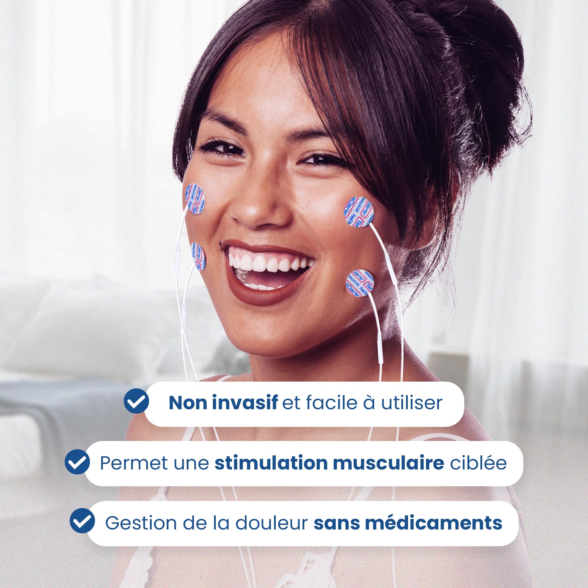 TensCare Électrodes Rondes TENS & EMS 25 mm – Lot de 30 | Électrodes 25 mm à haute adhérence, réutilisables jusqu'à 20 fois, pour appareils TENS et EMS compatibles
