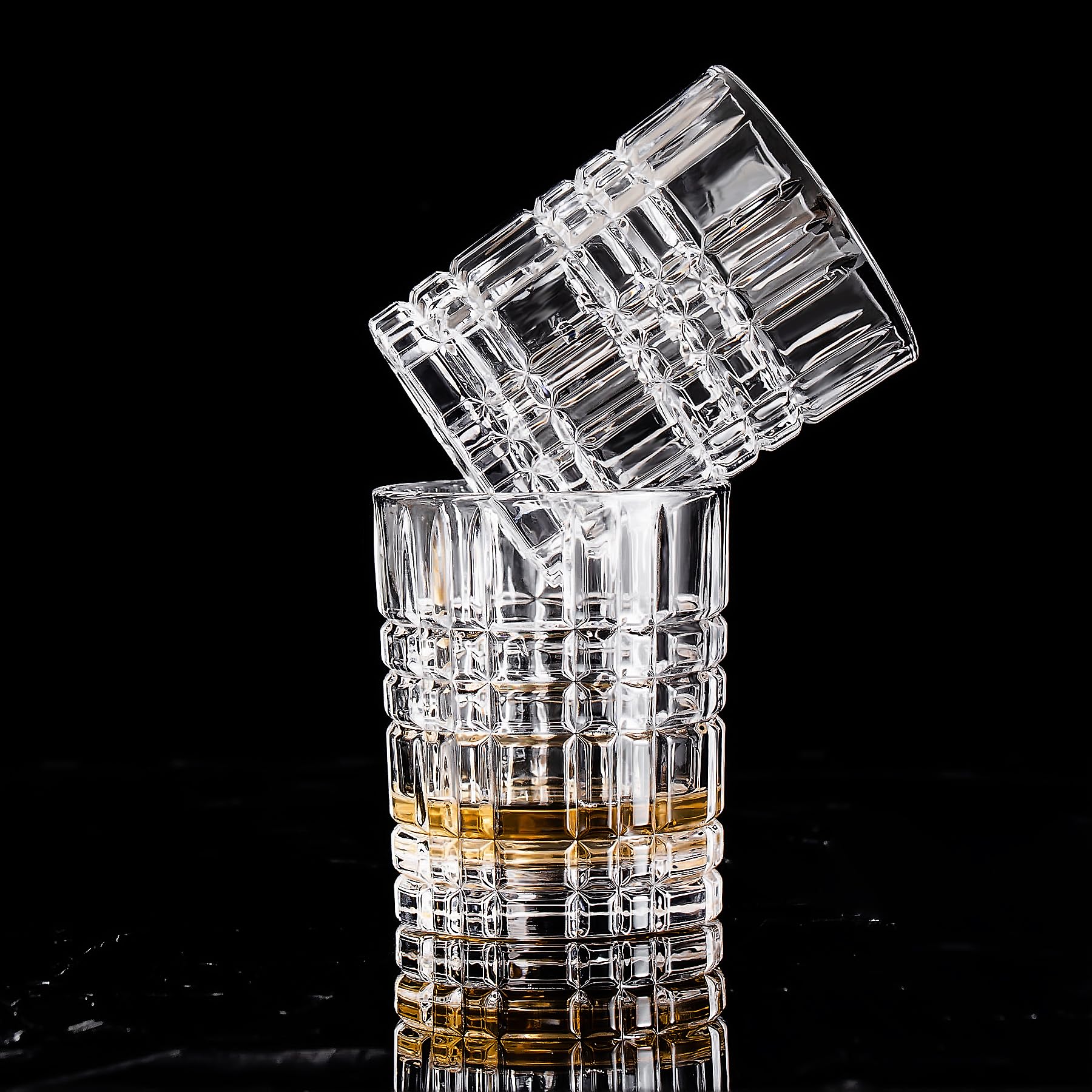 binsakao Whiskey Glasses Set of 6-350 ml Old Fashioned Rock Glasses, Old Fashioned Cocktail Glasses - Image 3