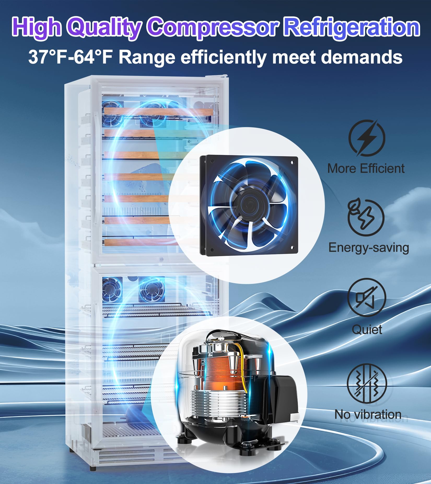 2 In 1 Wine And Beverage Refrigerator 24", Dual Zone Wine Cooler With Safety Lock, Built-In/Freestanding Beverage Cooler For 77 Bottles 150 Cans, Quiet & Constant Fast Cooling For Home Kitchen Bar on Fridge.com - View 5