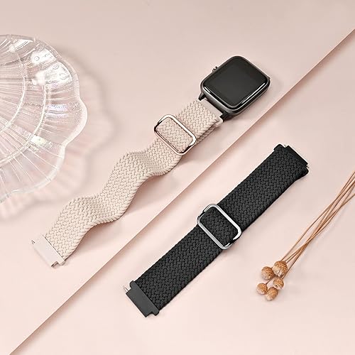 Miniatura 2 de Huadea Paquete de 2 correas de reloj trenzadas compatibles con SKG V7SKG V7 Pro, correas de repuesto ajustables y cómodas correas de nailon tejidas