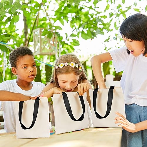 Miniatura 6 de Amylove 24 mini bolsas de mano de 8.5 x 8 pulgadas, bolsas de lona en blanco para sublimación, bolsas de comestibles reutilizables, bolsa de