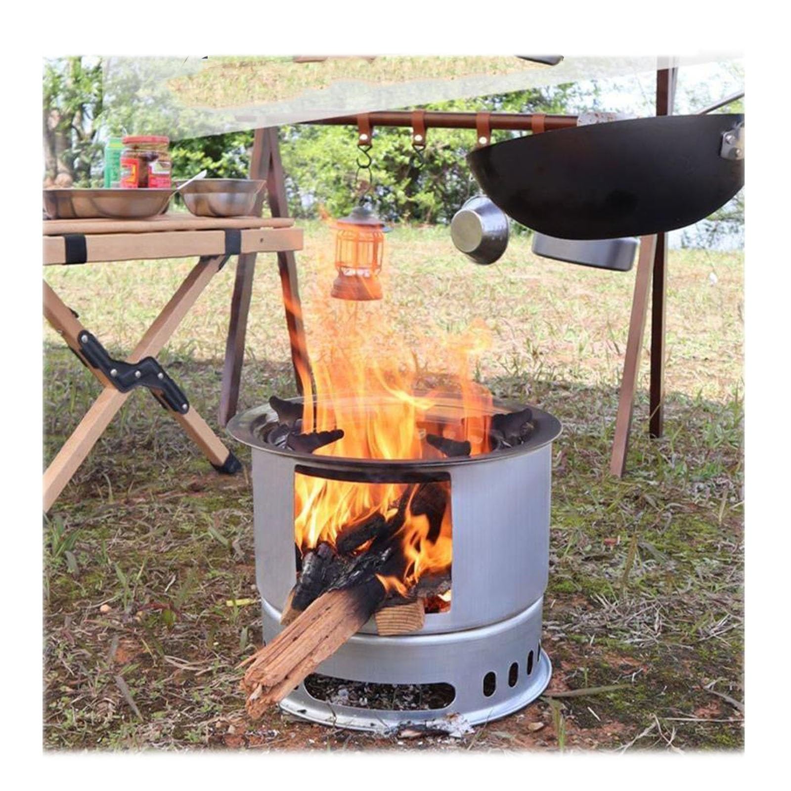 Poêle à bois de camping multifonctionnel, pliable, pliable, for barbecue, coupe-vent, for l'extérieur, for pique-nique