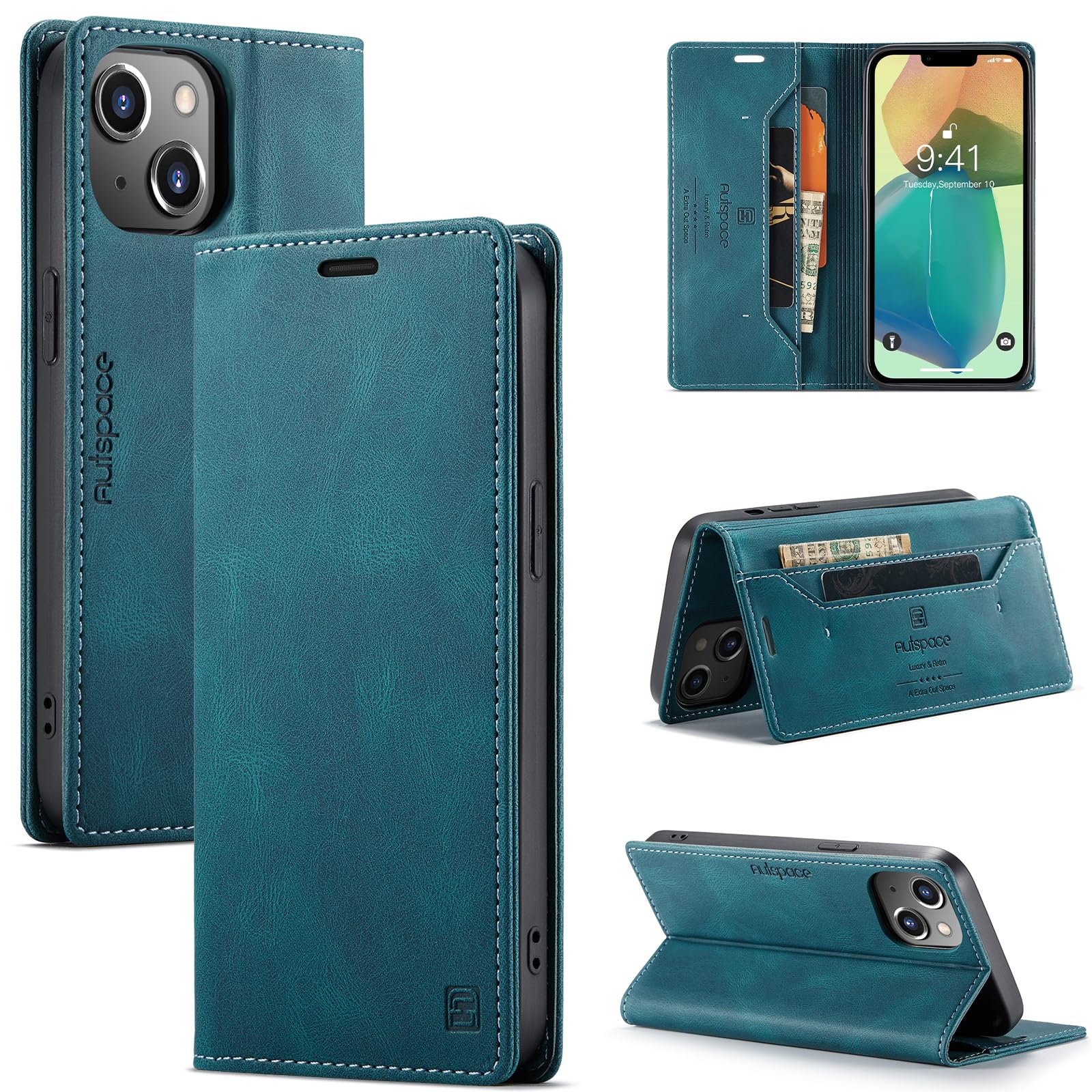 Custodia Sottile Con Portacarte Per IPhone 14 Plus – Silicone Morbido TPU, Bordo Rialzato 1 Mm, Blu Navy - 3
