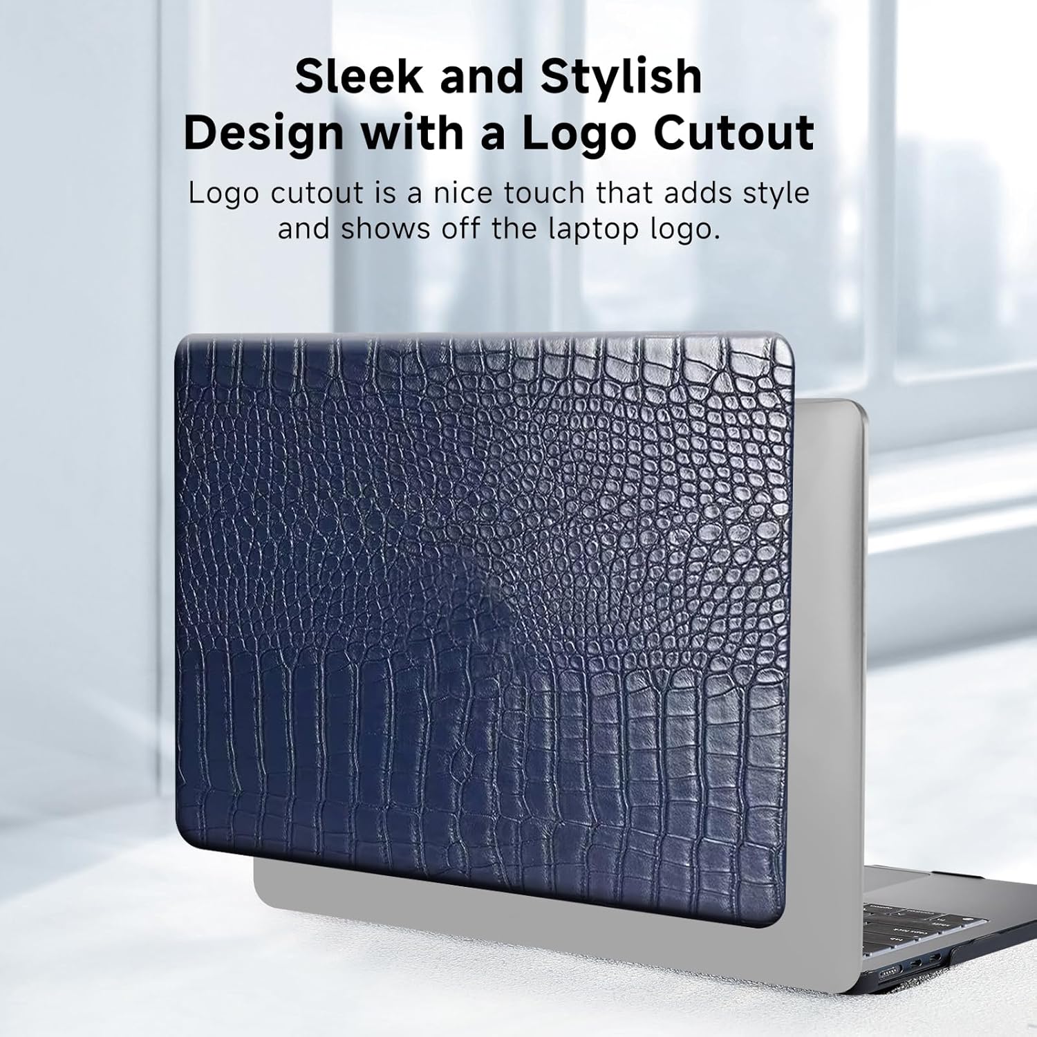 Funut for Crocodile MacBook Air 15 Inch Case 2026 2025 2024 2023 M4 M3 M2 A3241 A3114 A2941, Elegant Luxury Crocodile Leather Plastic Hard Shell Case & Keyboard Cover,Deep Blue