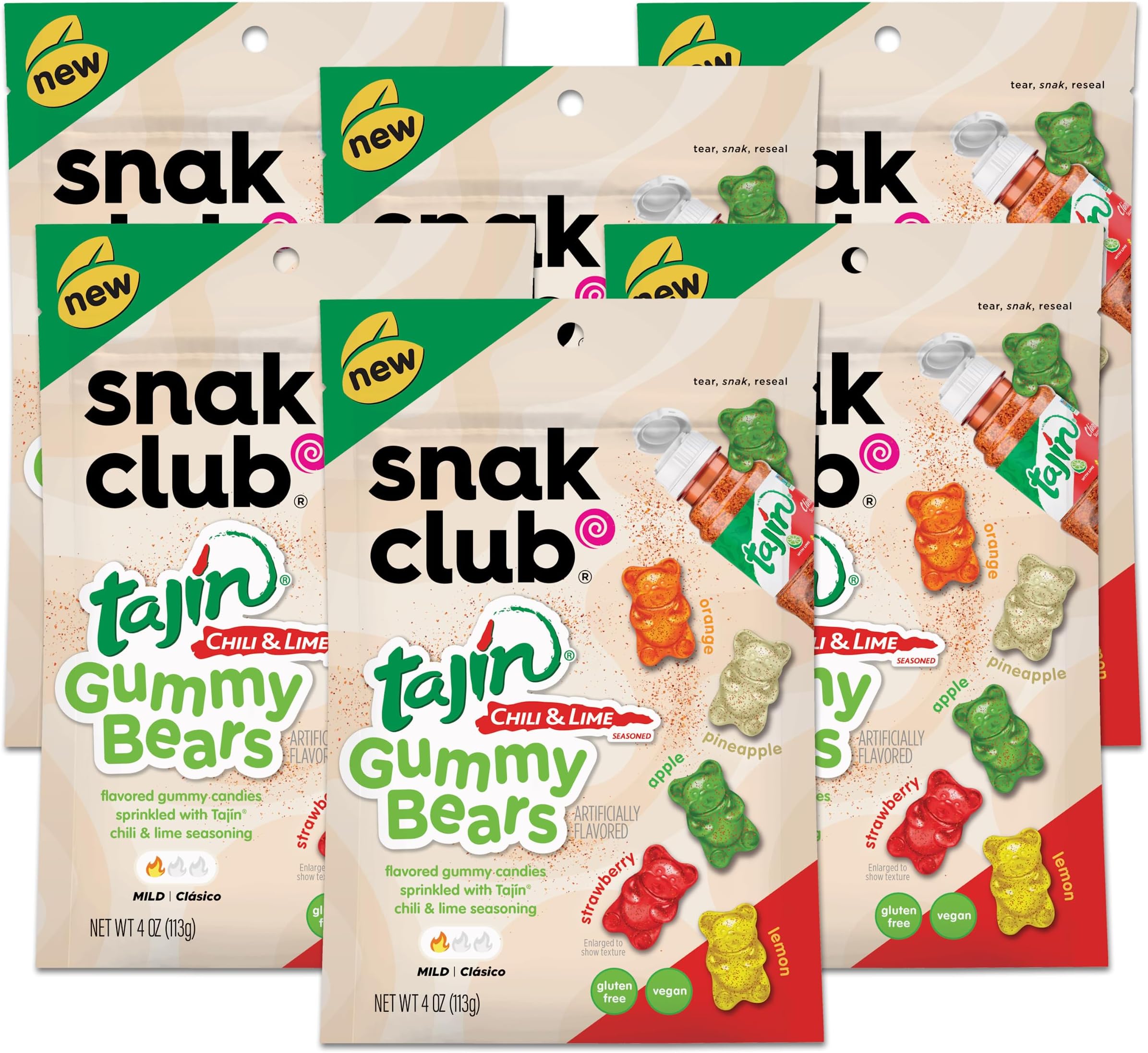 Snak Club Tajin Gummy Bears Chili & Lime Seasoned Gummy