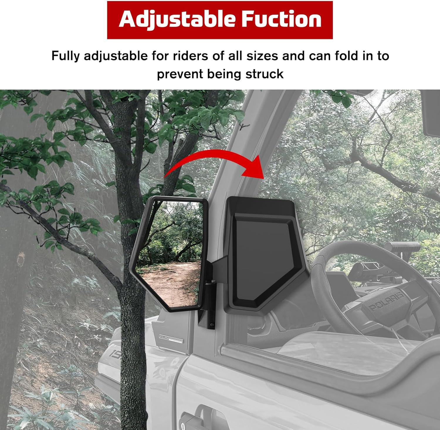 Side Mirrors for Polaris Ranger Crew/XD 1500, Adjustable Folding Door-Mounted Side Rearview Mirrors Kit for Polaris Ranger Crew/XD 1500 Northstar 2024+ Accessories, Replace #2889862
