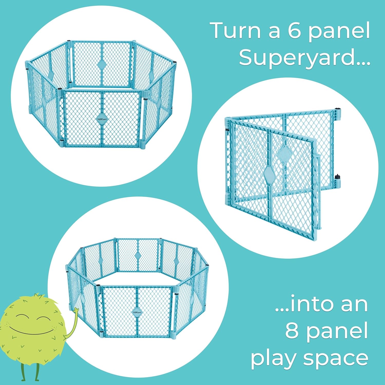 Aqua Blue 6-Panel Indoor Outdoor Baby Playpen