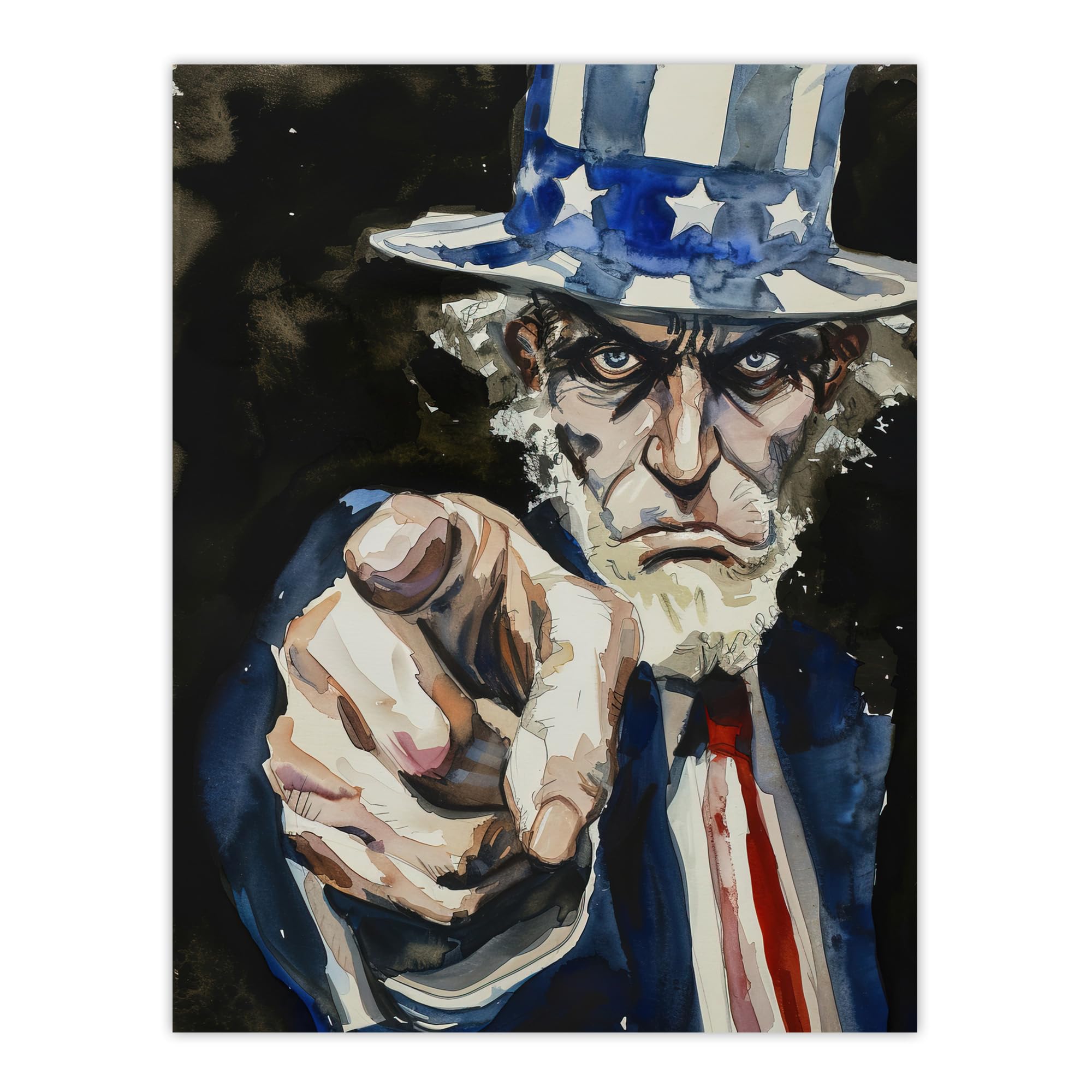Artery8 War WWII USA Uncle Sam Want You Sinister Dark Man Cave Extra Large XL Wall Art Poster Print