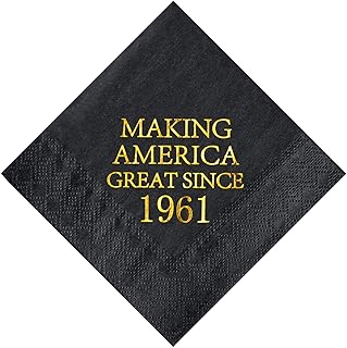 Crisky 60th Birthday Disposabel Napkins Black and Gold Dessert Beverage Cocktail Cake Napkins 60th Birthday Decoration Par...