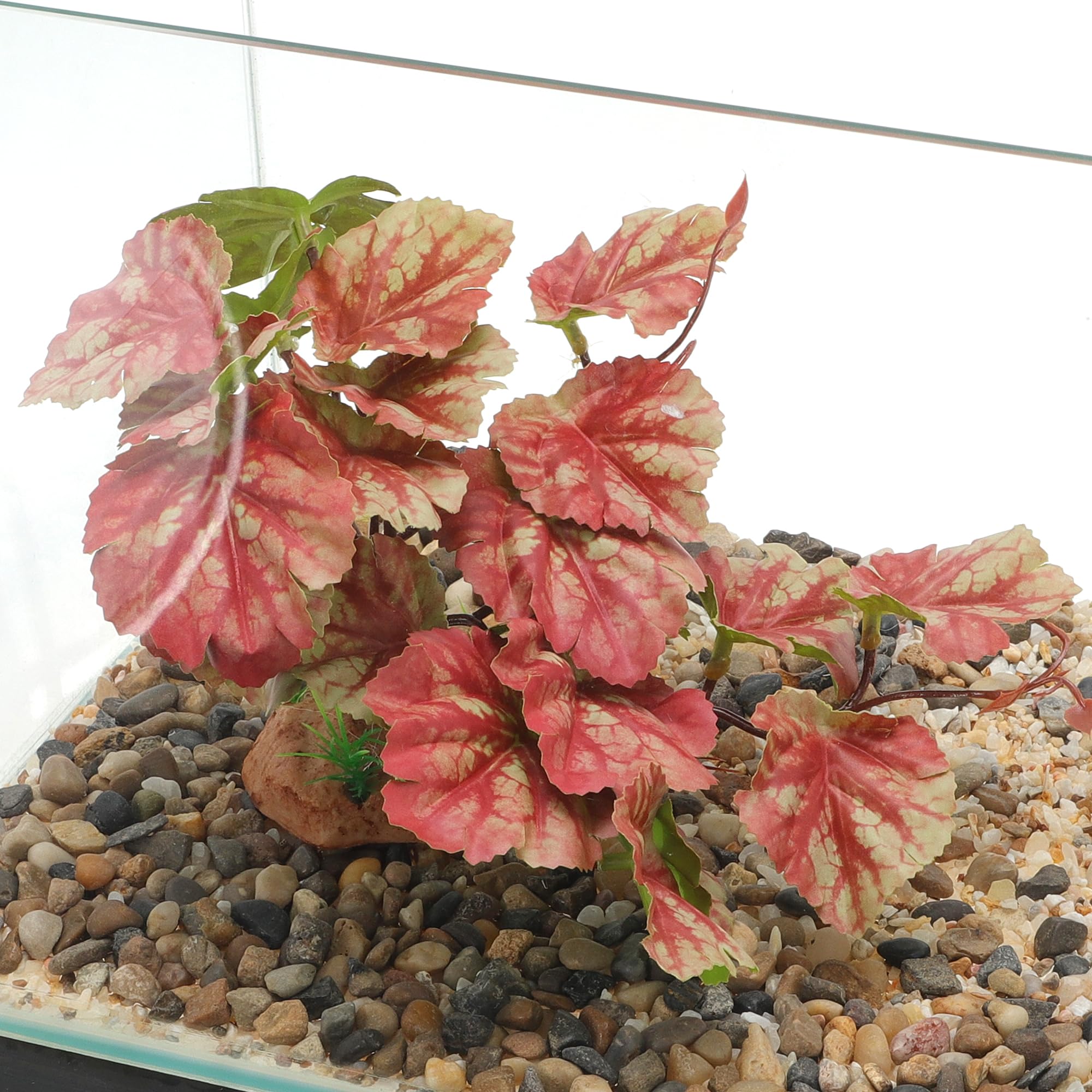 CAPASTEC Terrarium Plants, Artificial Greenery, Reptile Tank Accessories, Lifelike Decor for Chameleon and Tortoise Habitats Pink Green - Image 3