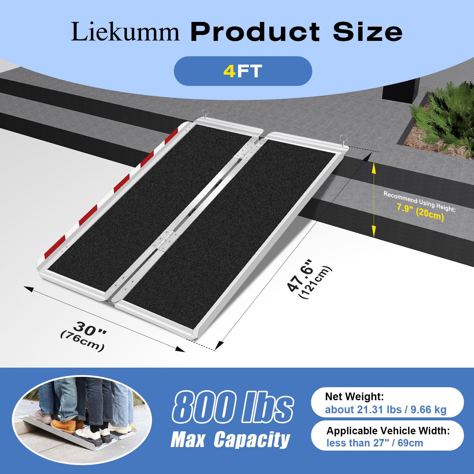 Snapklik.com : 4FT Portable Wheelchair Ramp, 30 Wide Non-Slip Aluminum ...