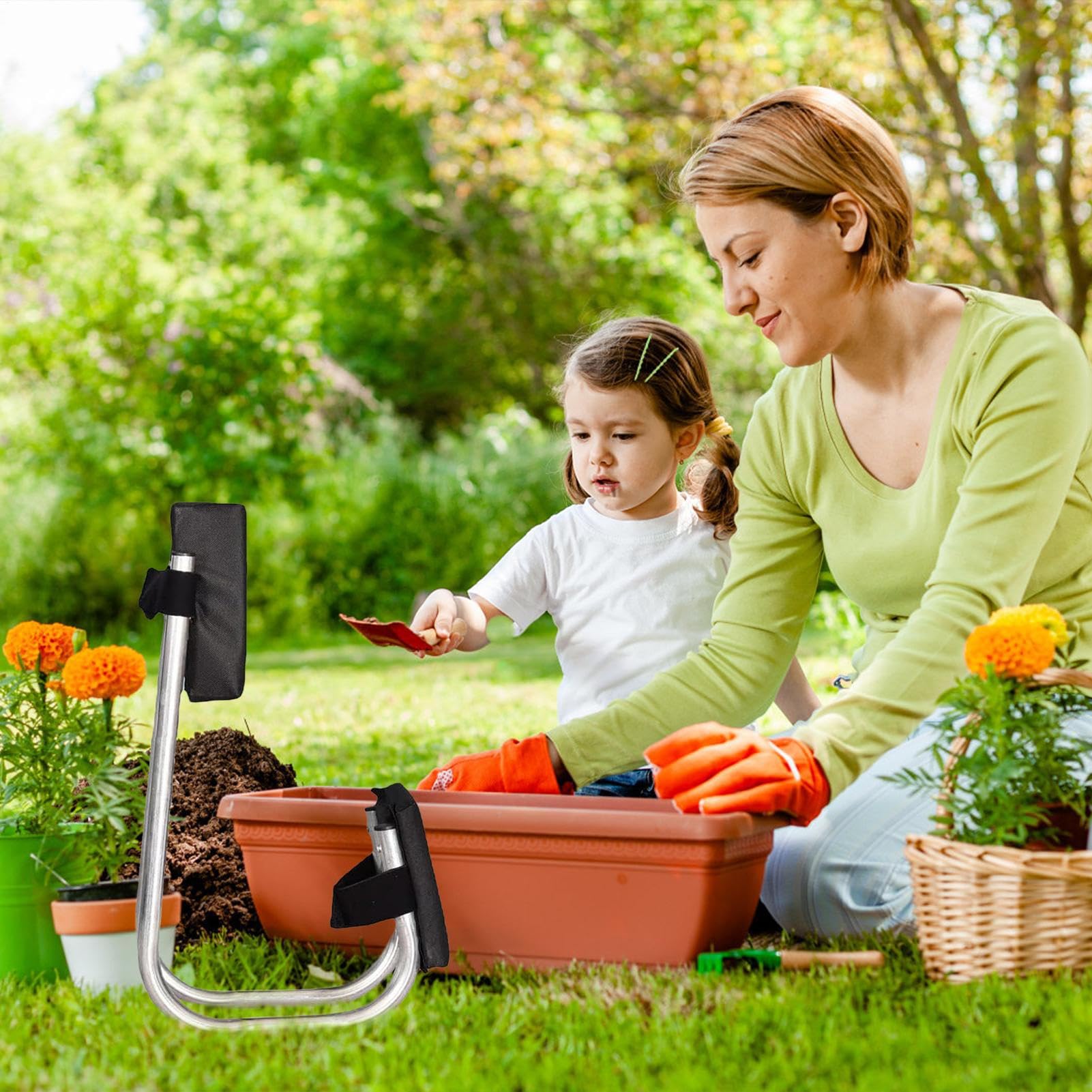 Rodillera de jardín portátil - Bloque de asiento ajustable para personas | mayores, banco de jardín plegable al aire libre, taburete de jardín acolchado | Adaptabilidad versátil para tareas de