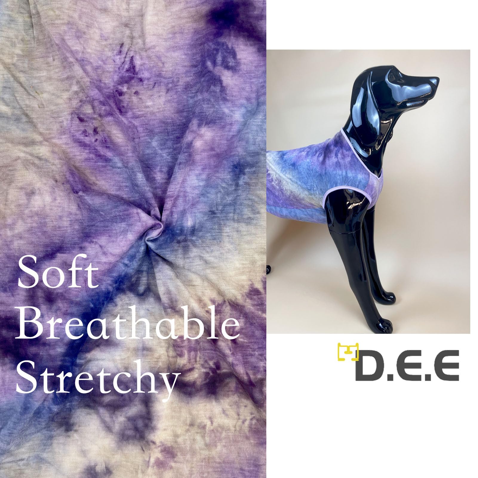 D.E.E Bawełniane koszulki dla psów - tie dye ubrania dla dużych psów, dziewcząt i chłopców (VestPurple, 4XL)
