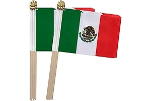 TSMD Mexico Stick Flag Mexican Small Mini Hand Held Flags, 5x8 Inch, 12 Pack