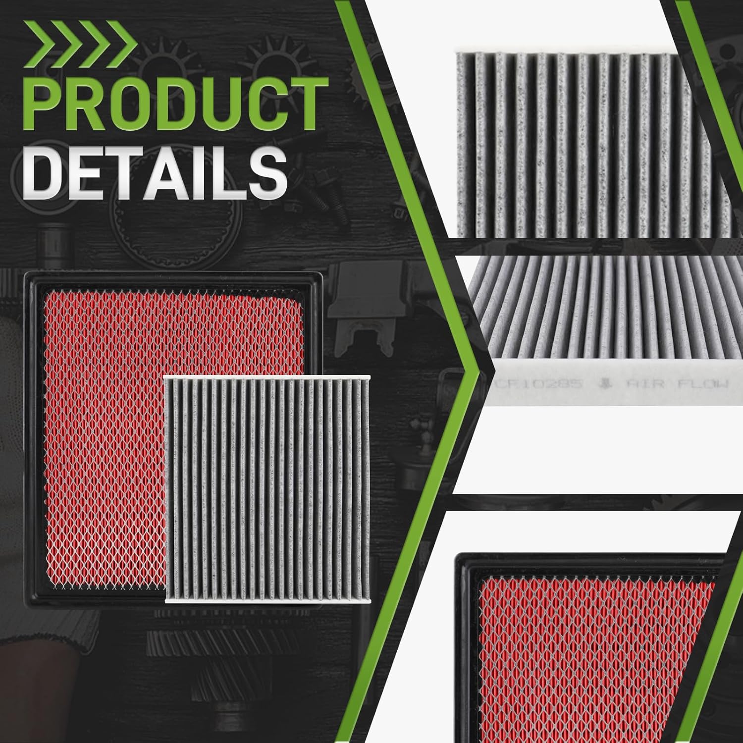 CA11895 CF10285 Engine and Cabin Air Filter Combo Set Compatible with Toyota Compatible with Sequoia Compatible with Tundra 2014-2021