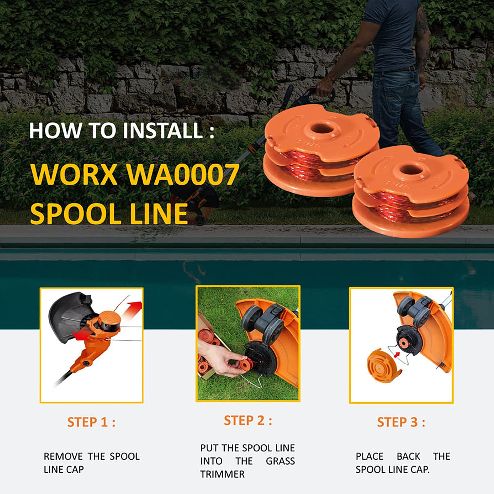 Worx Weed Eater Spool Replacement - 2 Pack -6 Worx Weed Eater Spool Replacement - 2 Pack -6