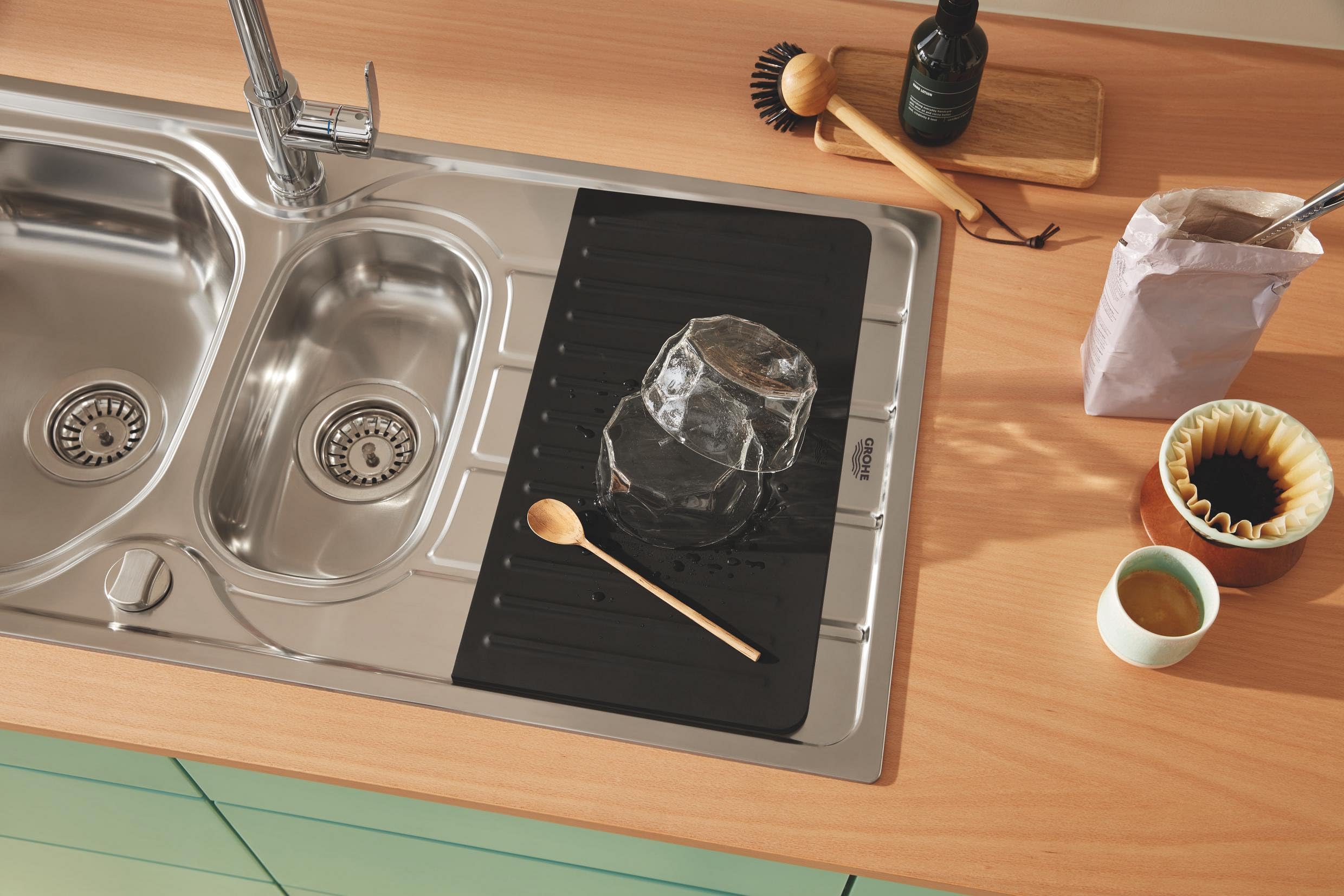 GROHE Abtropfablage (Material: Silikon, 450 x 250mm, spülmaschinenfest, S-Size), schwarz, 40872K00