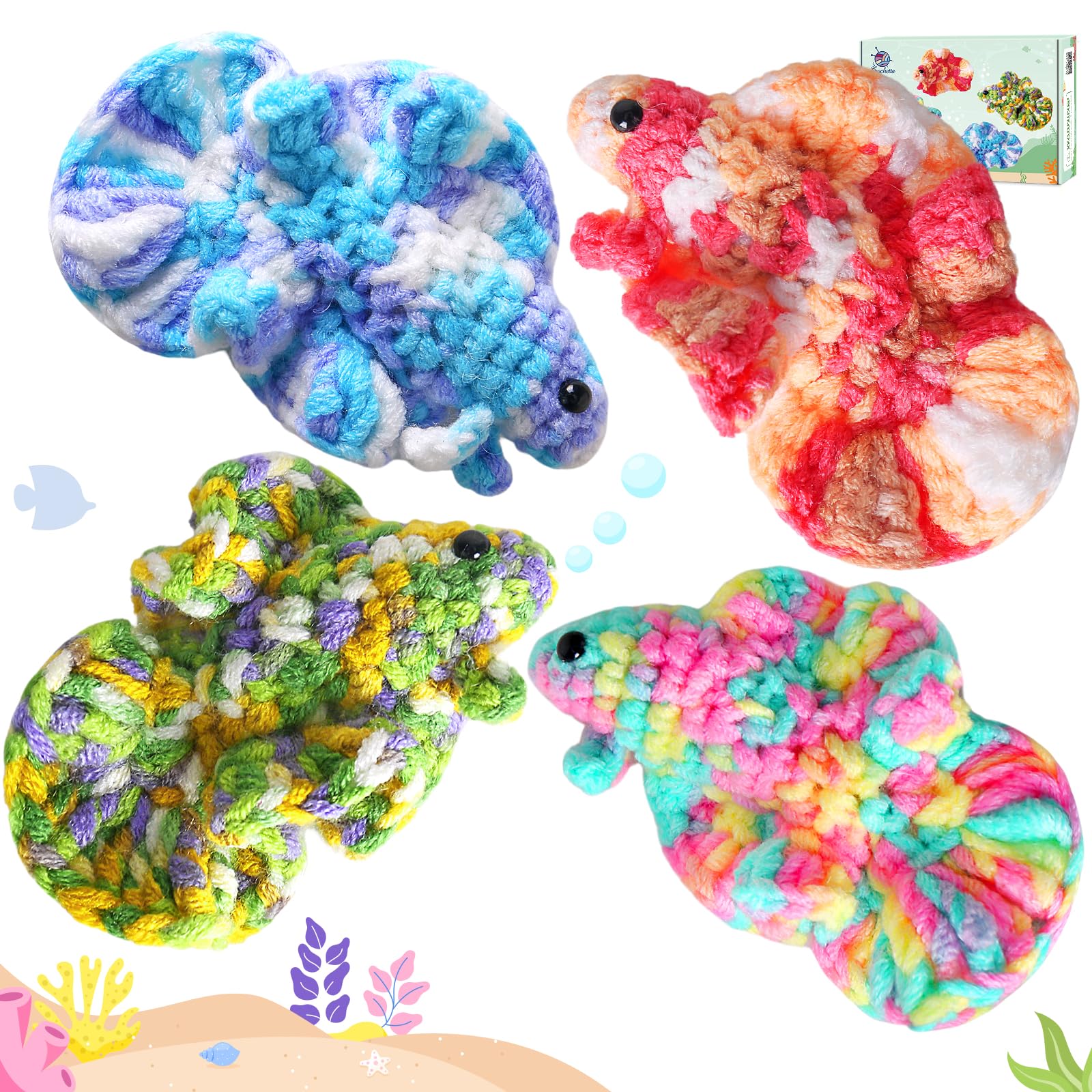 Crochetta Crochet Kit for Beginners, Crochet Kits with Step-by-Step Video Tutorials, Learn to Crochet Animal Kit for Adults Kids, DIY Craft Knitting Supplies, Monkey Amigurumi Gift(40%+ Yarn)
