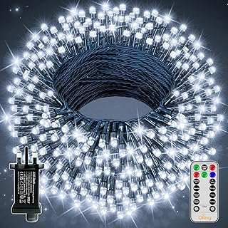 Ollny Fairy Lights Plug in - 40m 400 LED Fairy Lights Outdoor Waterproof, Remote/8 Modes/Timer - Cool White String Lights Mains Powered for Outside/Indoor/Garden/Party/Christmas Decorations Lights