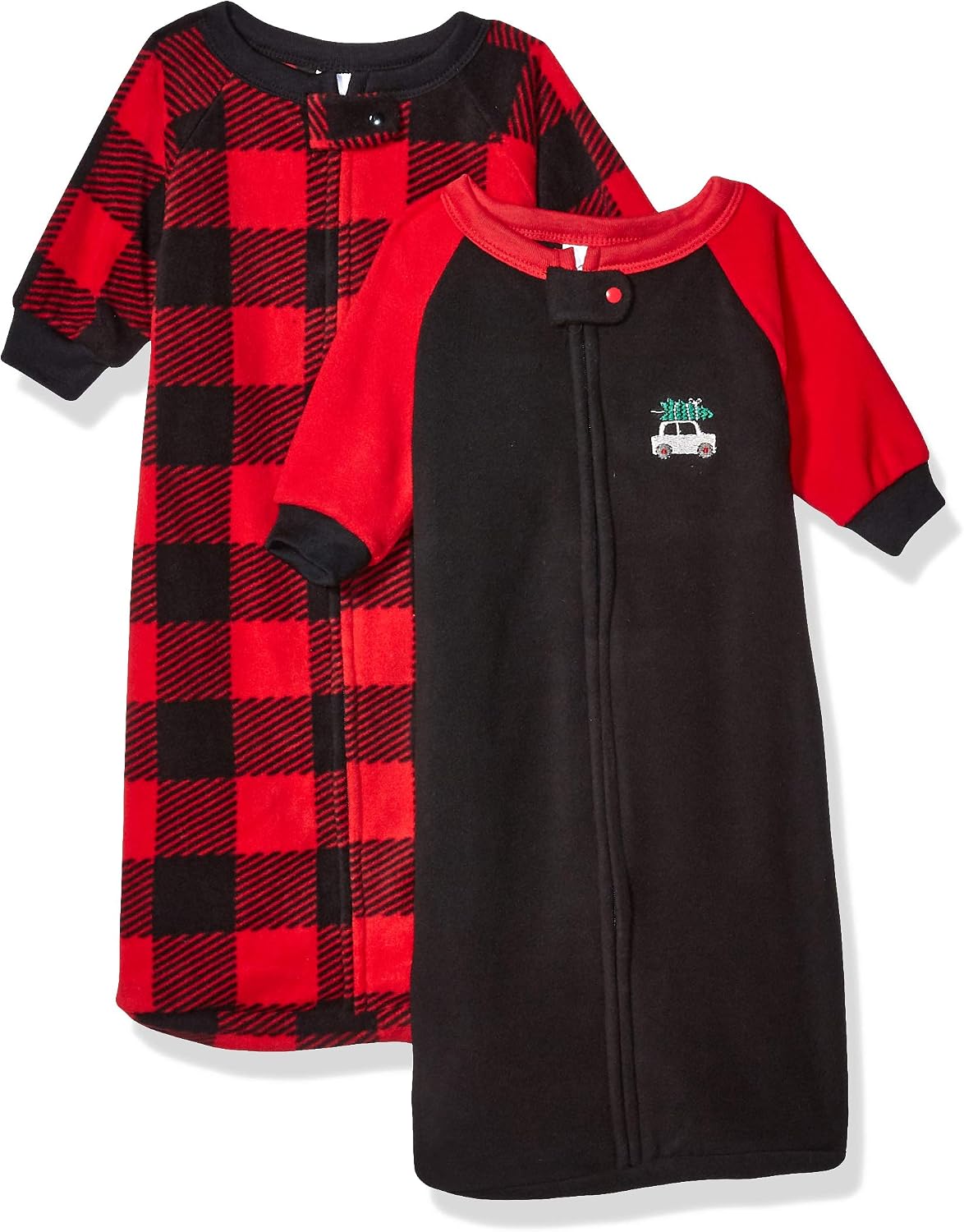 GERBER Baby Boy's 2-Pack Sleep Bag Sleepwear, Red/Grey Plaid, 0-6 Months