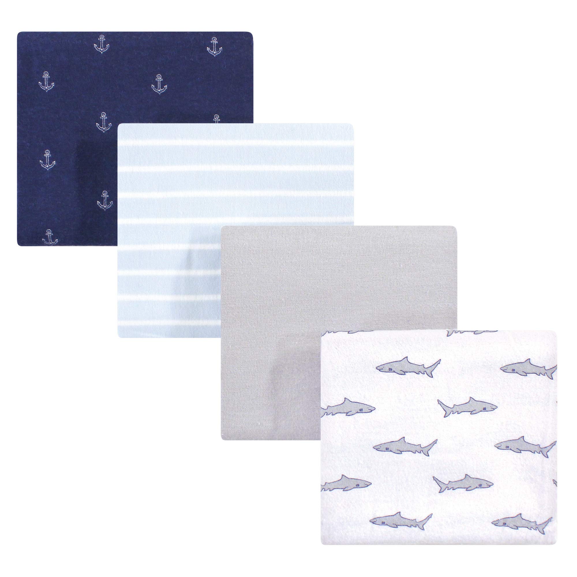 Hudson Baby Unisex Baby Cotton Flannel Receiving Blankets, Shark, One Size