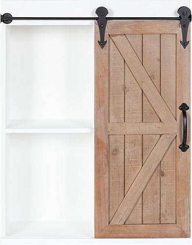 Miniatura 32 de Kate and Laurel Cates - Armario de pared rústico, 22 x 28; blanco y gris; armario de almacenamiento montado en la pared de granja