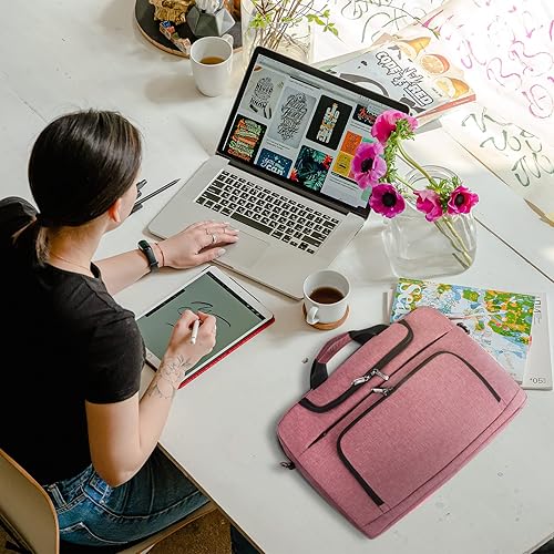 Miniatura 7 de BERTASCHE Bolsa para laptop de 17.3 pulgadas para mujer, funda para computadora portátil, para trabajo, viajes, negocios, maletín con correa para el