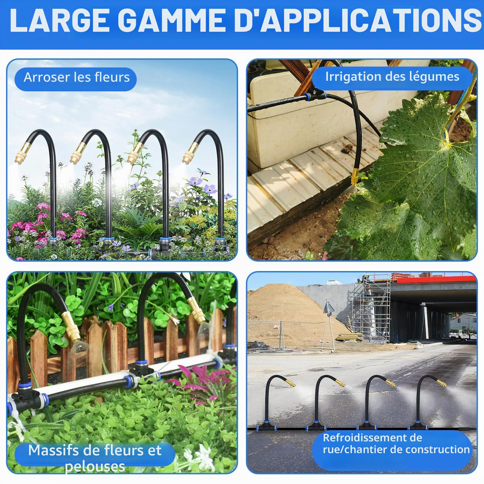 20M Système Irrigation Jardin, Kit de Système d’Irrigation avec 20 Buses Réglables, Système d’Arrosage Automatique à 360°, Arrosage Goutte à Goutte pour Jardin, Cour, Pelouse, Serre