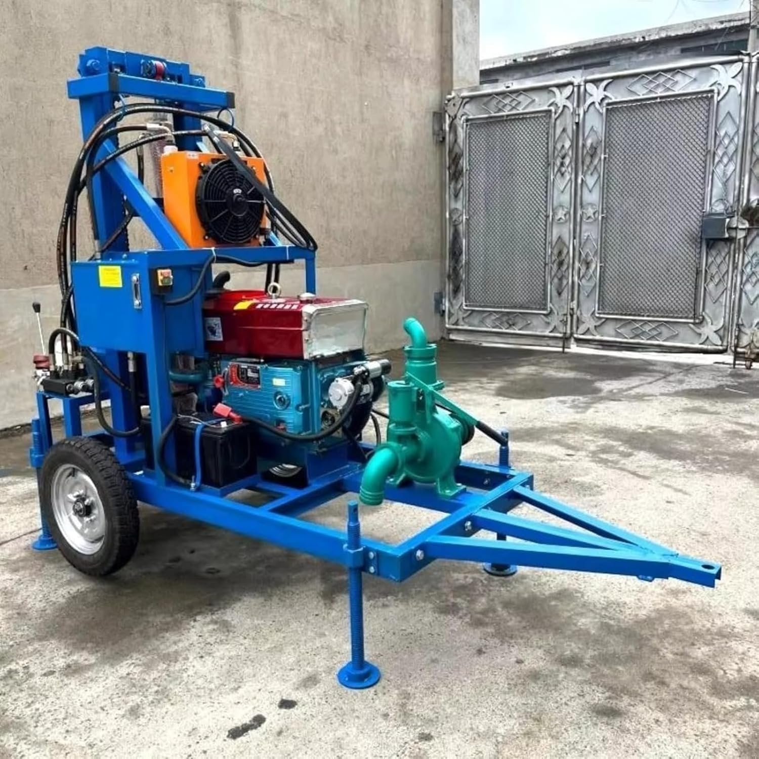 Water Well Drilling Machine Portable Hydraulic Rig with Mud Pump System, Trailer Style Borehole Equipment for Farm Irrigation Backyard Wells and Rural Water Access