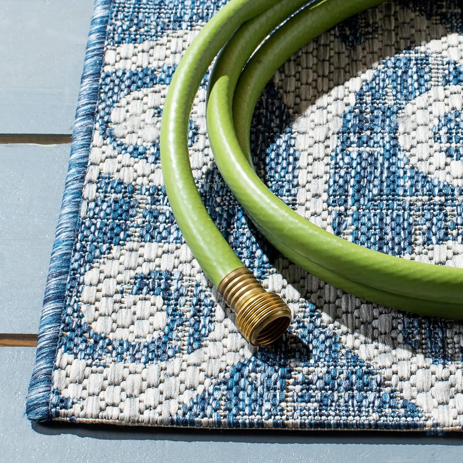SAFAVIEH Courtyard Collection 8' x 10' Navy/Grey CY8396 Indoor/ Outdoor Waterproof Easy-Cleaning Patio Backyard Mudroom Area-Rug