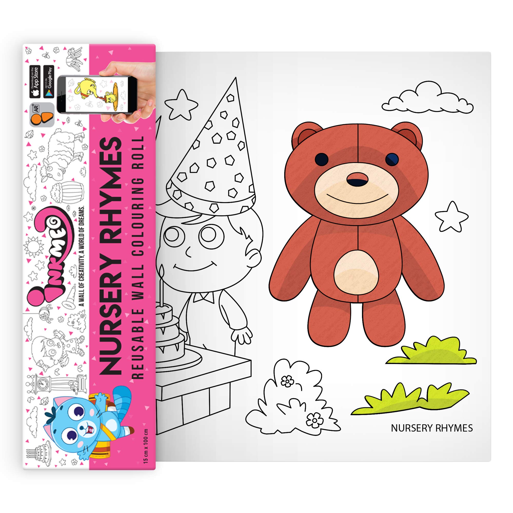 Inkmeo | Nursery Rhymes Wall Colouring Roll | AR Enabled | Interactive Educational Learning Chart | For Kids | Ages 2+ | Return Gift | Size (6 X 40 Inches) | Language Development (B082Z42HQ8) Amazon Price History, Amazon Price Tracker