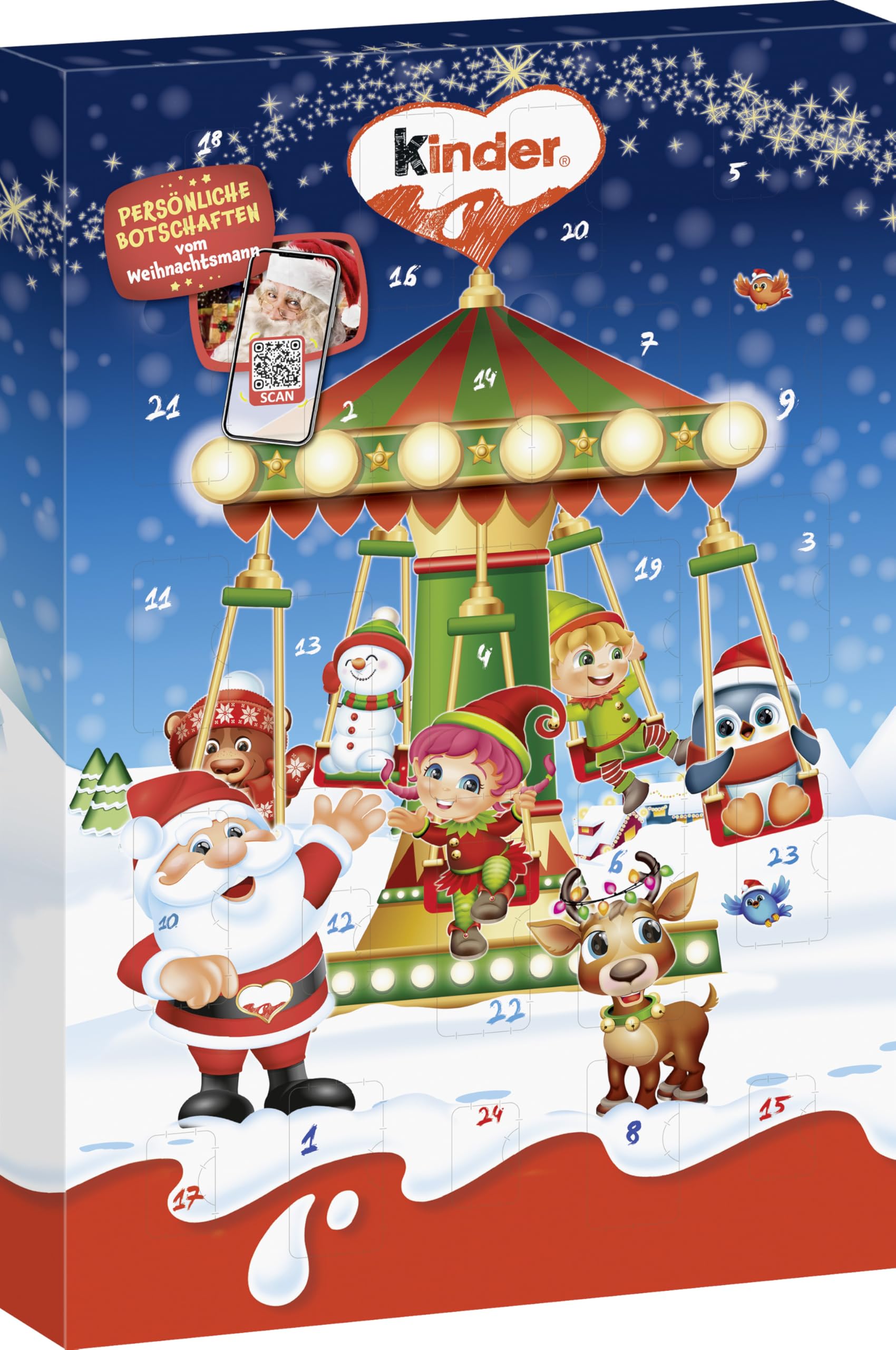 kinder Mix Calendrier de l’Avent 2025 – Chocolat, mini œufs et 2 figurines creuses – Découvre chaque jour une gourmandise – Cadeau de Noël et de l’Avent – Calendrier de Noël – 151g