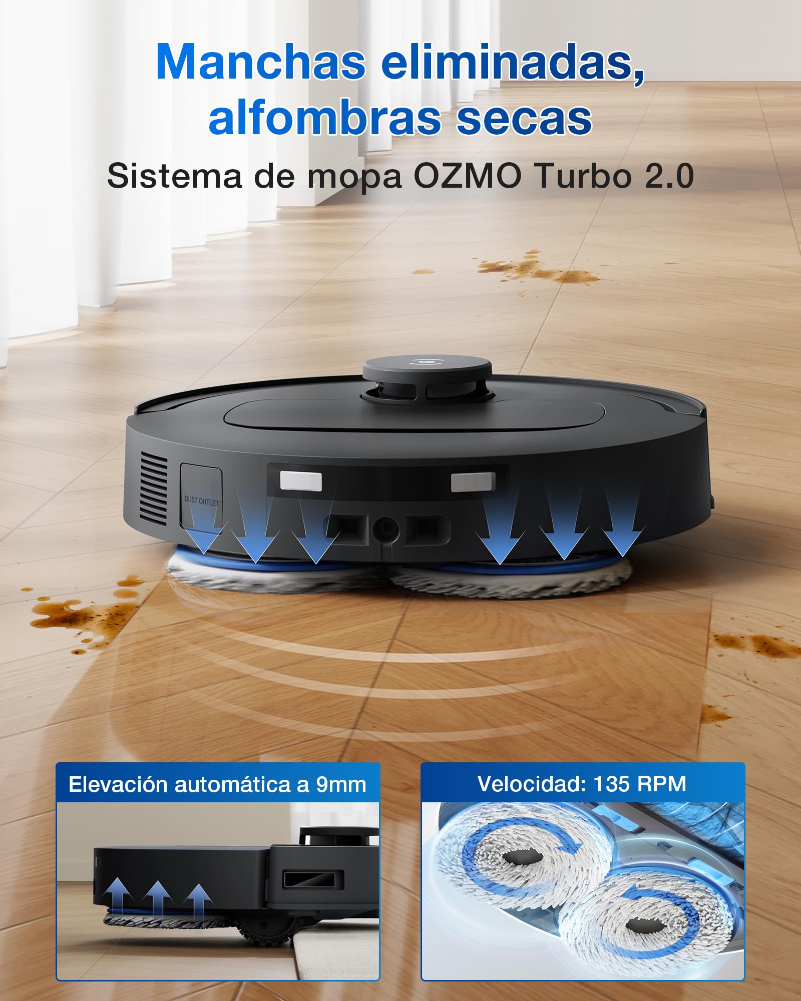 ECOVACS DEEBOT T30e Omni Robot Aspirador y mopa,25,000 Pa | ZeroTangle 3.0, cepillo lateral ARClean, cepillo principal (triple V), estación OMNI, vaciado automático, secado a 45 °C