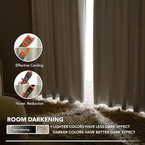 Miniatura 8 de Deconovo - 2 paneles Cortinas blackout con pestaña trasera y paneles de cortina con bolsillo para barra.