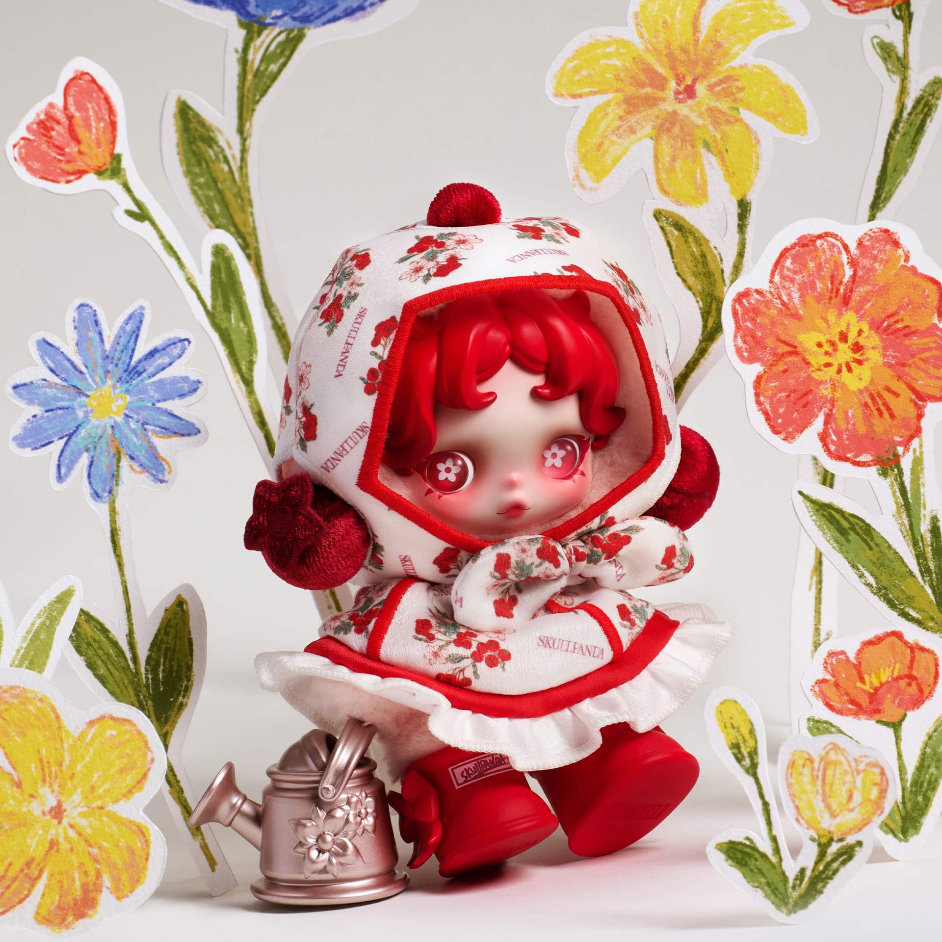 Amazon.com: POP MART SKULLPANDA Amid Flowers Plush Doll, Keychain