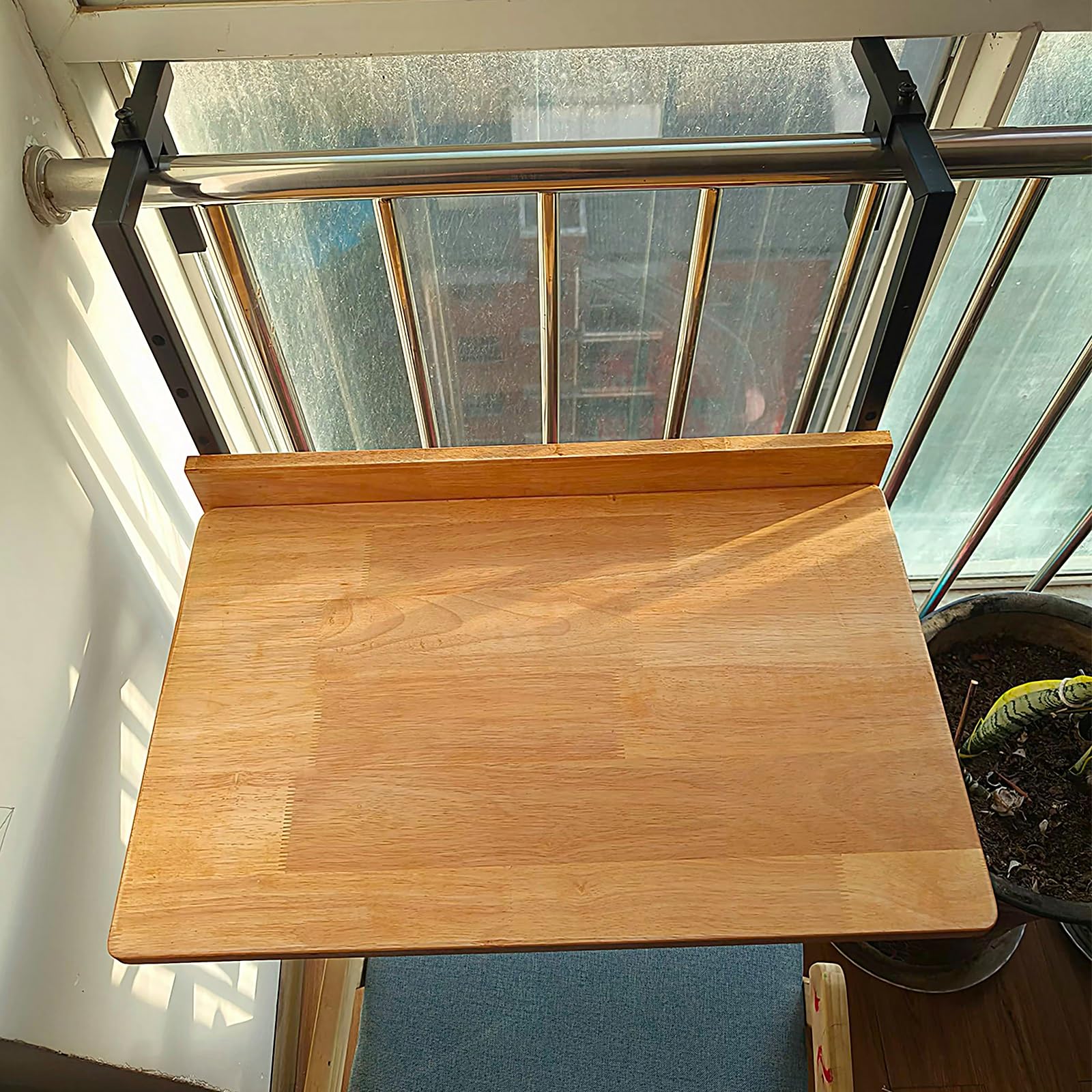 Table de Balcon Suspendue Pliable,Barre de Balcon Pliable pour Jardin,5 Niveaux réglables,Table de Jardin extérieure,Économisez de l'espace, Extension du Compte(L60*w38cm/L23.6*W15IN)