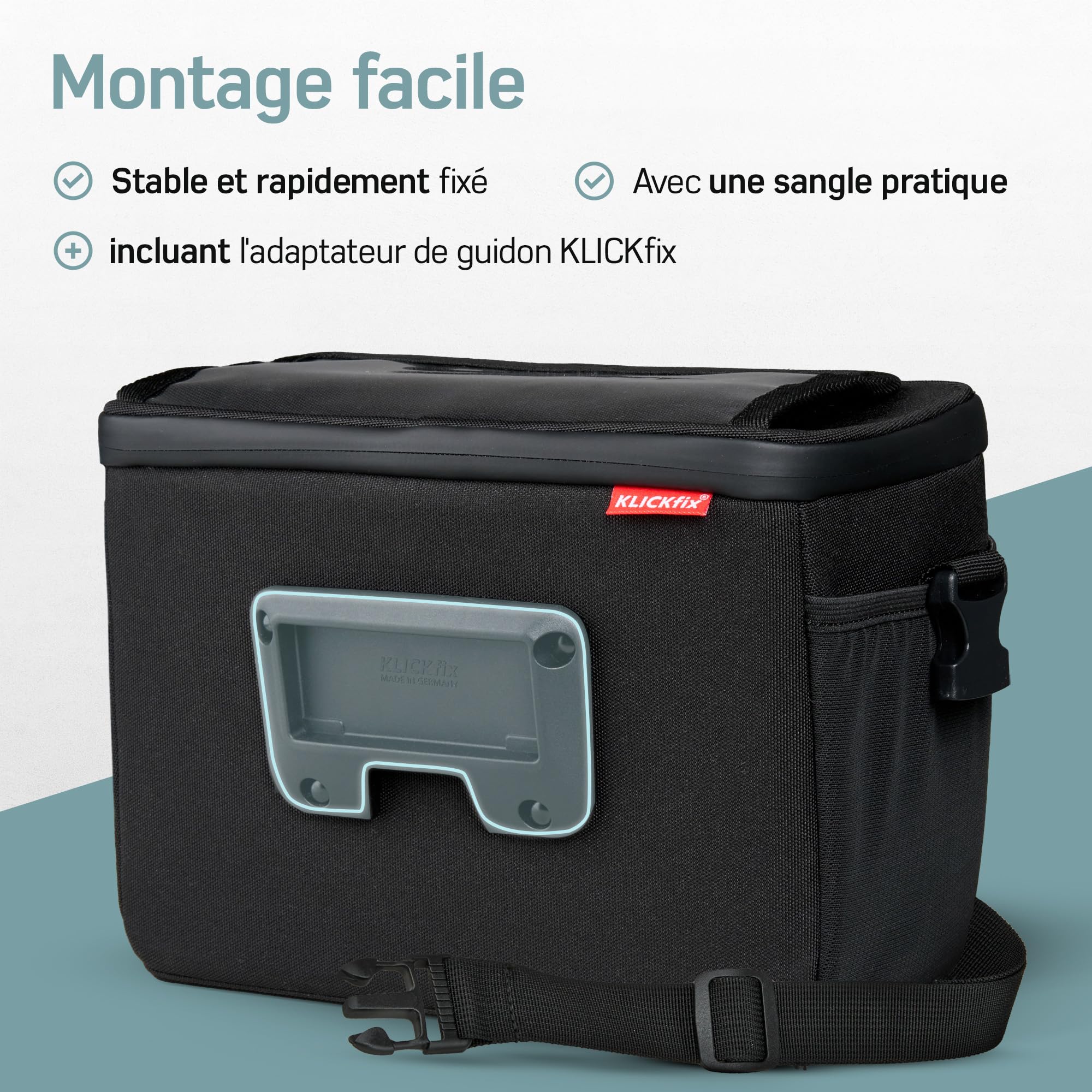 Borgen Sacoche vélo de Guidon KLICKfix Smartphone – Sac de Cintre 6 L, Grande et imperméable – Pochette de poignées ebike – Boîte Avant Bicyclette Portable